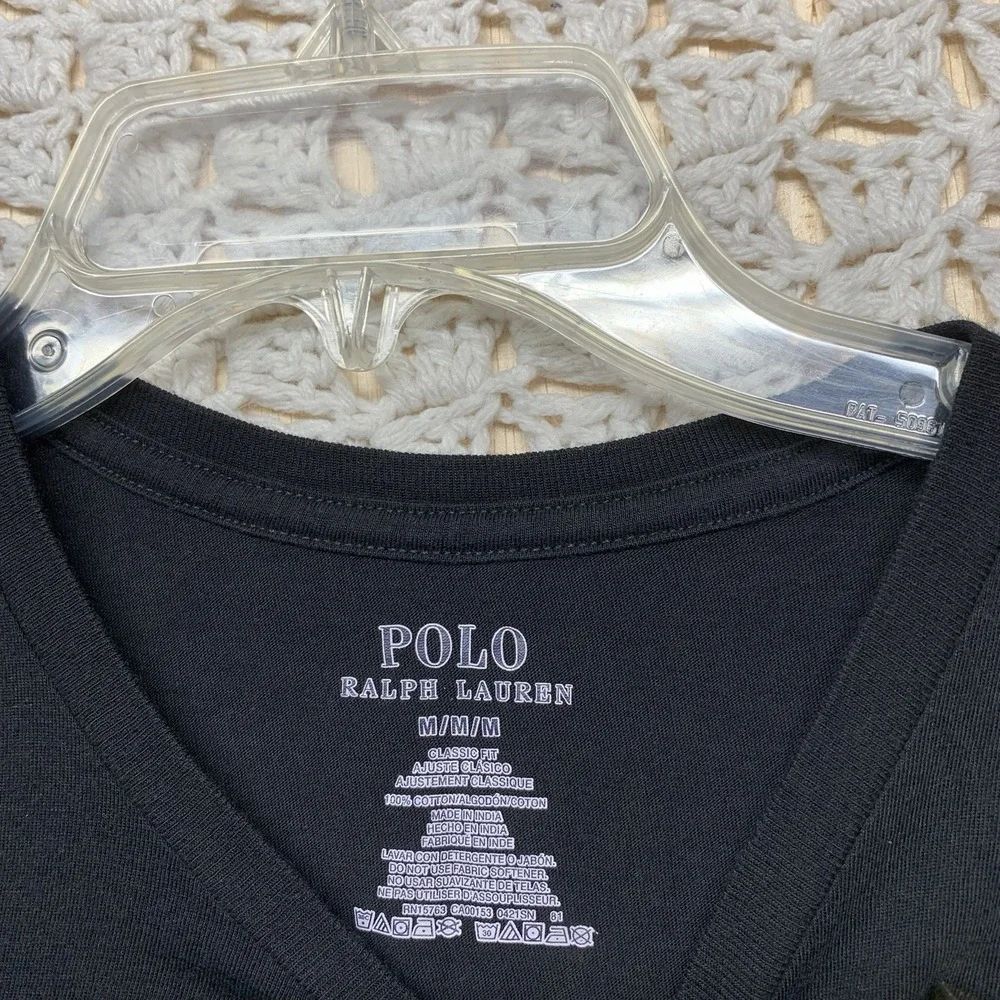 Polo Ralph Lauren Tee Shirt Men M Black‎ Crew Neck Red Pony Short Sleeve